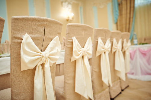 natural chair cover with chair sashes